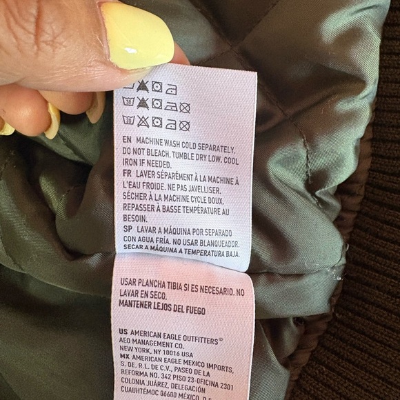 American Eagle Green Bomber Jacket Lightweight Relaxed Fit - Picture 6 of 6
